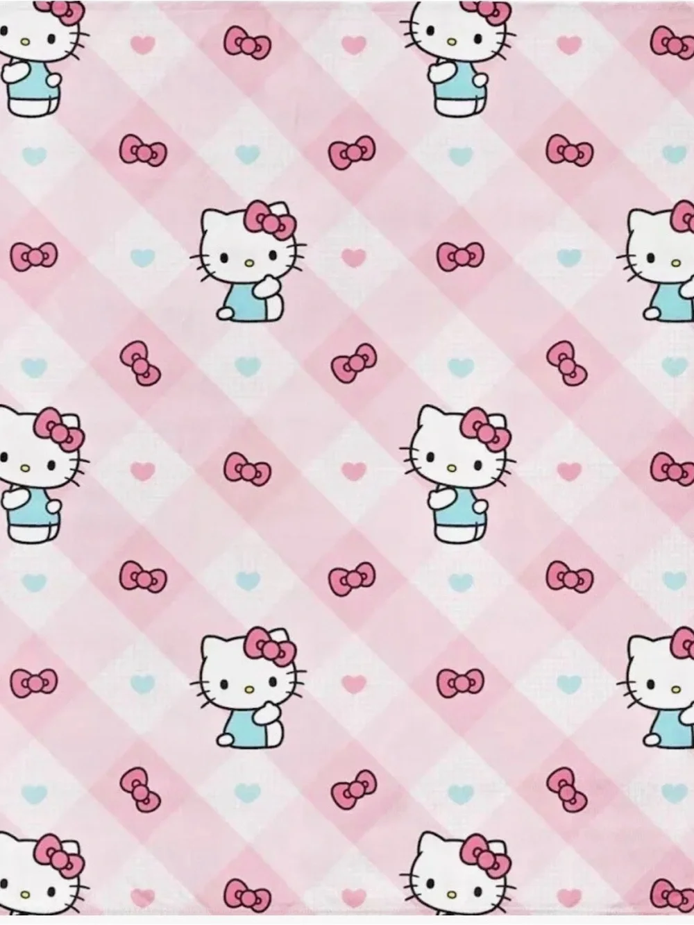 Sanrio Bedding Hello Kitty Pink Plush Throw Blanket with Bow Motifs